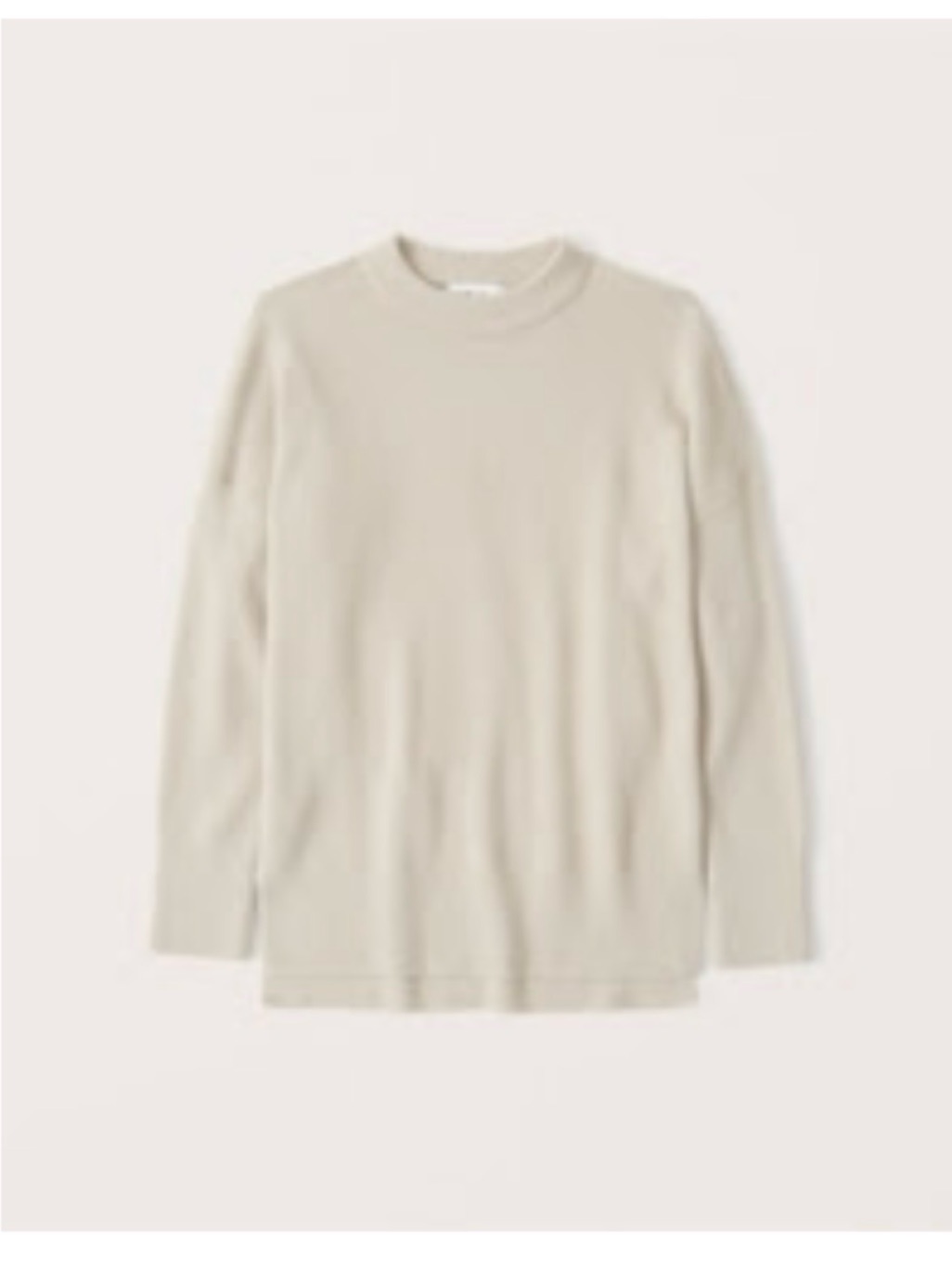 Abercrombie & Fitch Oversized Legging-Friendly Crewneck Long Sweater Light Beige